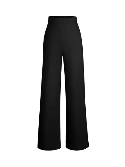 Pantalon large taille haute en point de Rome pour femme
