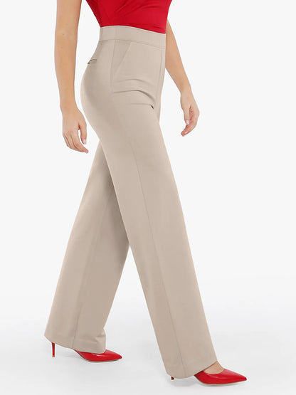 Pantalon large taille haute en point de Rome pour femme