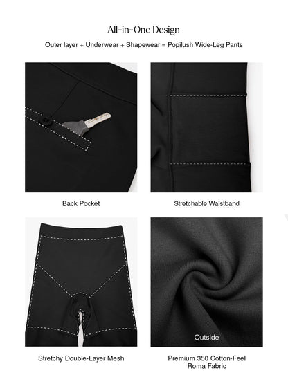 Pantalon large taille haute en point de Rome pour femme