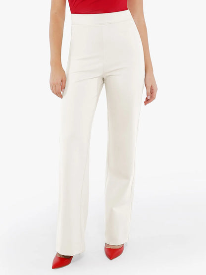 Pantalon large taille haute en point de Rome pour femme