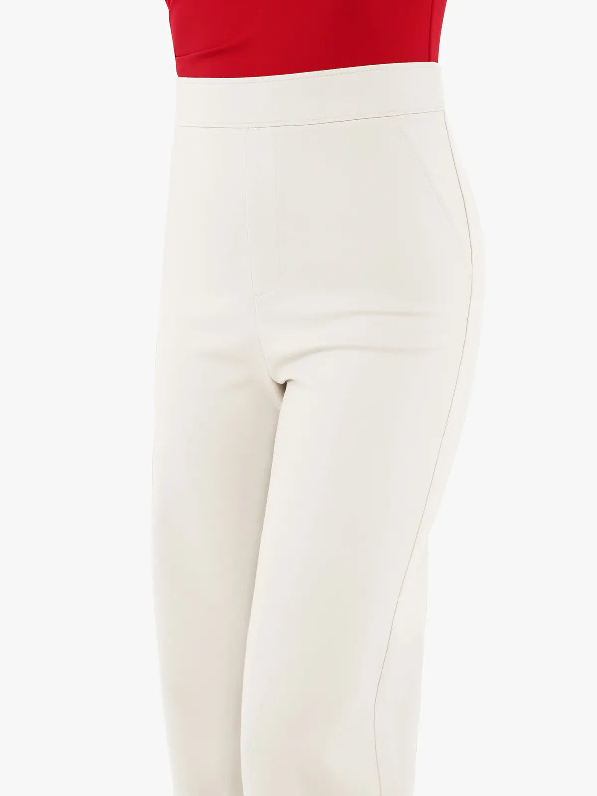 Pantalon large taille haute en point de Rome pour femme