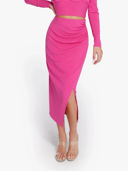 Shapewear Rib Modal Off-the-Shoulder Top Sculpting Skirt Set