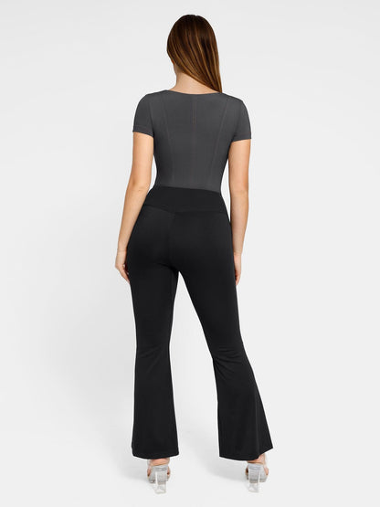 Body amincissant à manches courtes en jean Shapewear