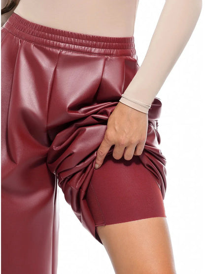 Faux Leather High Waisted Wide Leg Pants