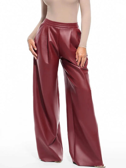 Faux Leather High Waisted Wide Leg Pants