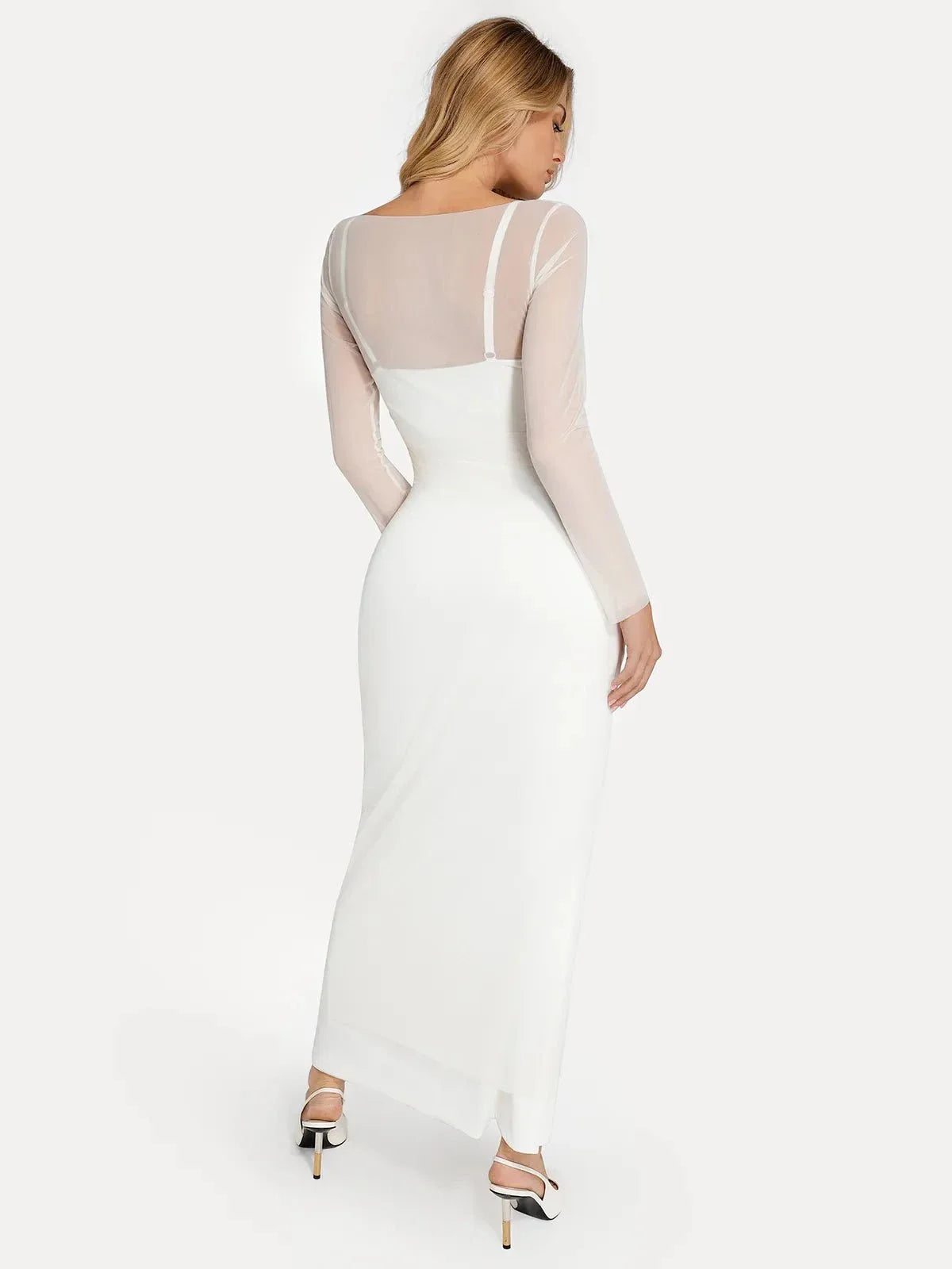 Long Sleeve Sheer Mesh Maxi Cover-Up