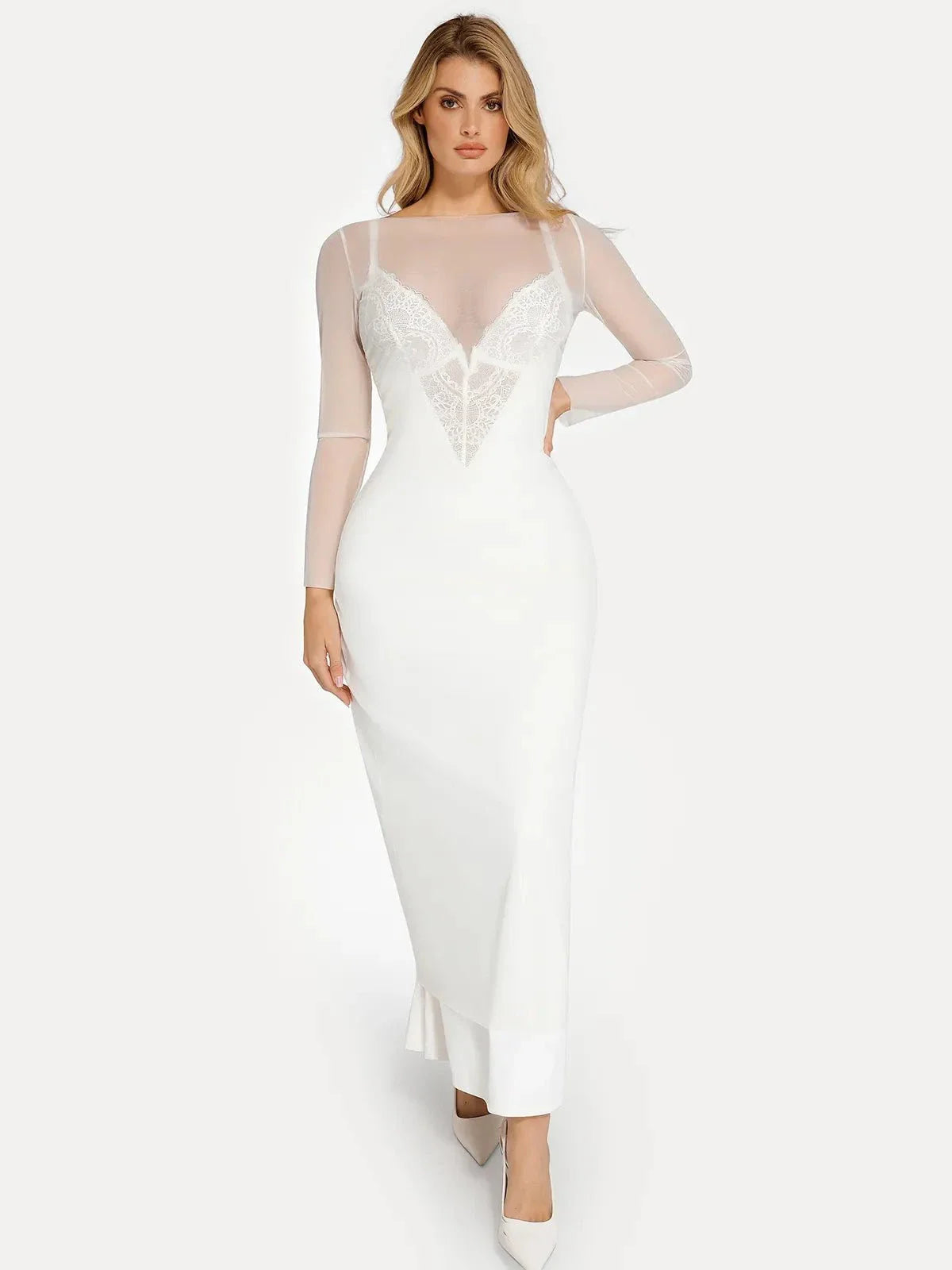 Long Sleeve Sheer Mesh Maxi Cover-Up