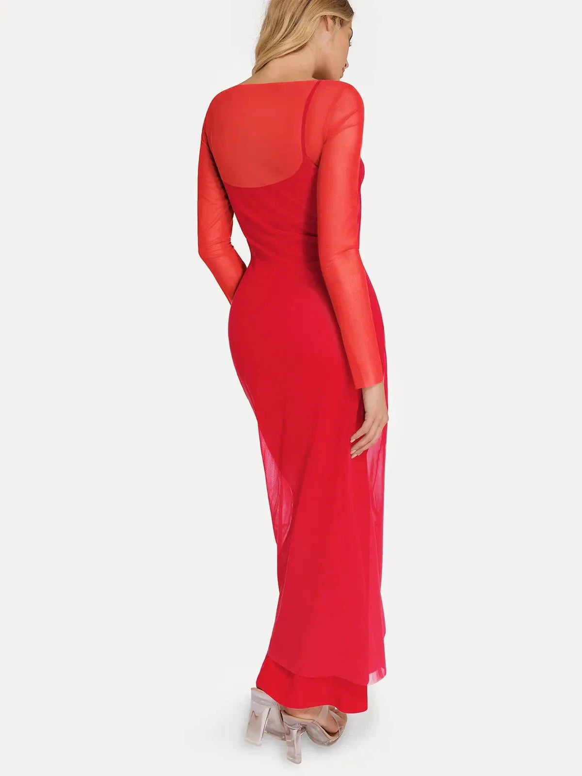 Long Sleeve Sheer Mesh Maxi Cover-Up