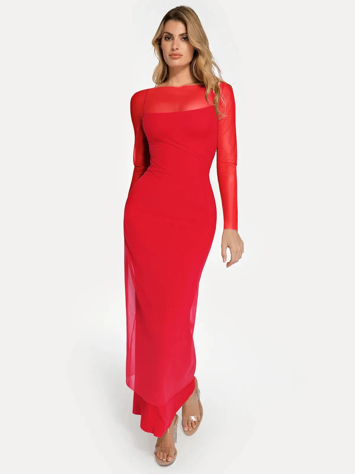 Long Sleeve Sheer Mesh Maxi Cover-Up