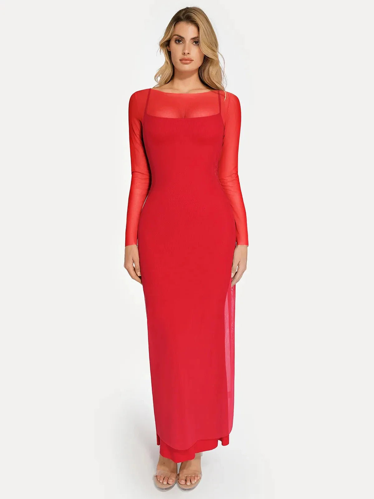 Long Sleeve Sheer Mesh Maxi Cover-Up