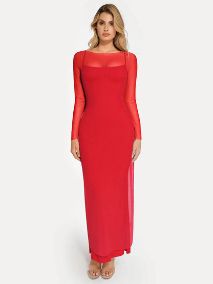 Long Sleeve Sheer Mesh Maxi Cover-Up