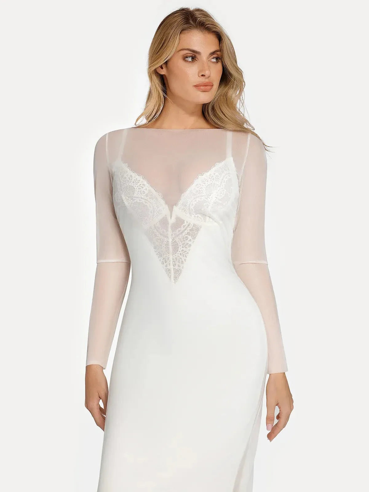 Long Sleeve Sheer Mesh Maxi Cover-Up