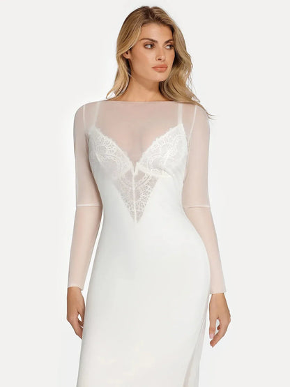 Long Sleeve Sheer Mesh Maxi Cover-Up