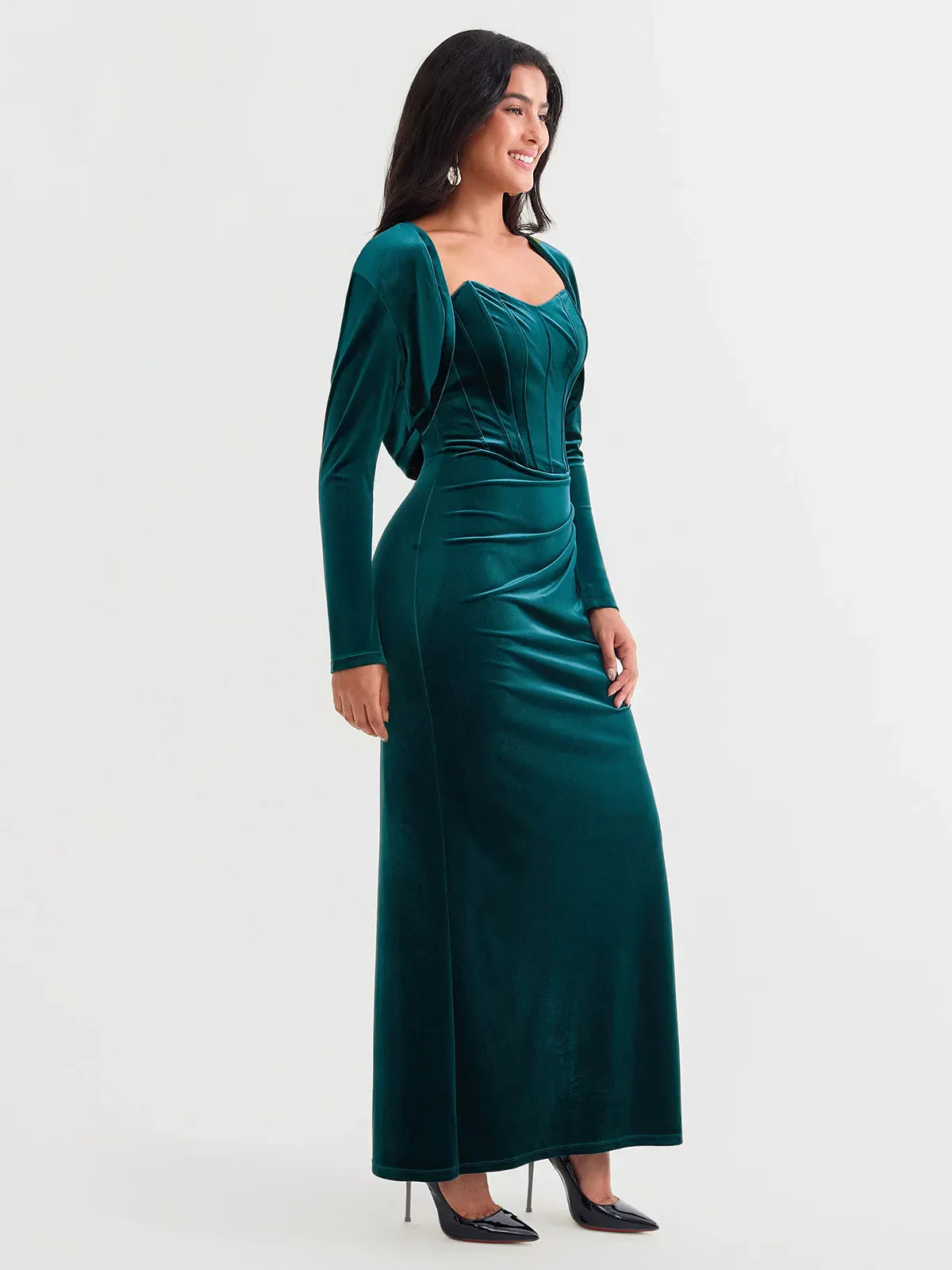 Velvet Long-Sleeve Shrug Bolero