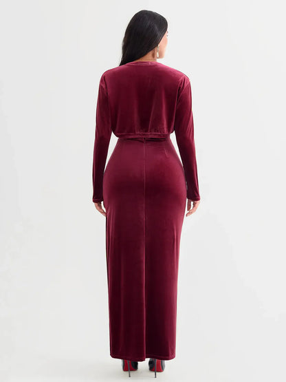 Velvet Long-Sleeve Shrug Bolero