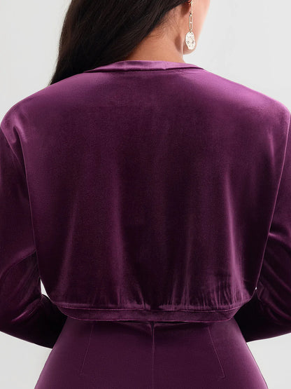 Velvet Long-Sleeve Shrug Bolero