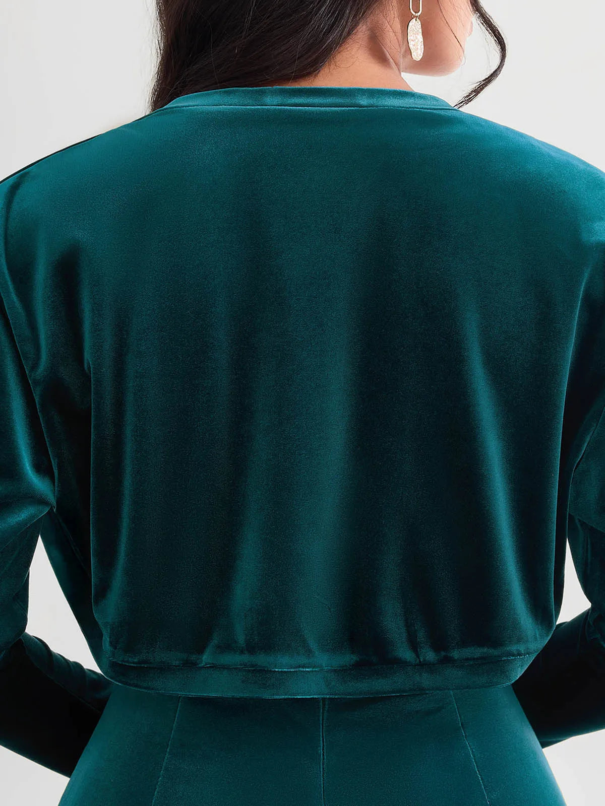 Velvet Long-Sleeve Shrug Bolero