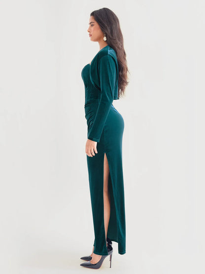 Velvet Long-Sleeve Shrug Bolero