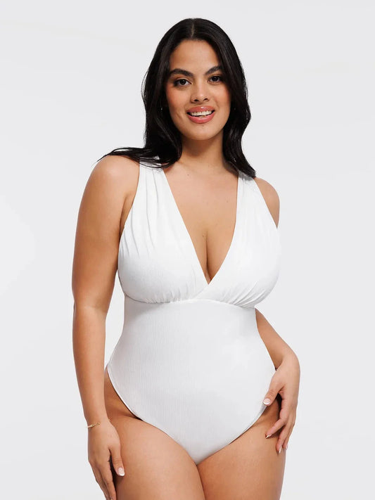 Shapewear Cross-Front Draped Halter Tummy Control Bodysuit