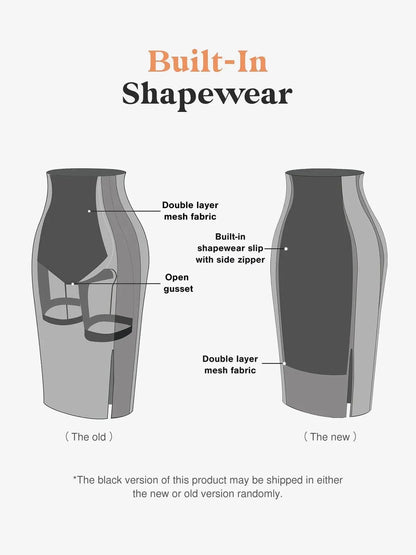 Deep-V Neck Lace Shapewear Bodysuit Leather Midi Skirt Set