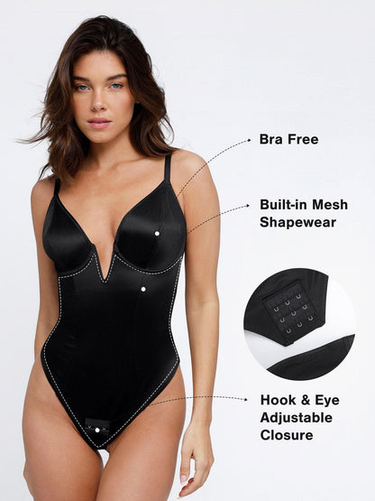 Shapewear Deep V-Neck Hourglass Thong Bodysuit