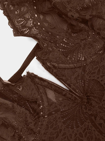 Shapewear Lace Deep V-Neck Sculpting Mid-Thigh Bodysuit