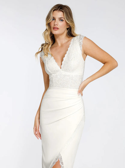 Ensemble body sculptant en dentelle gainant avec jupe mi-longue amincissante