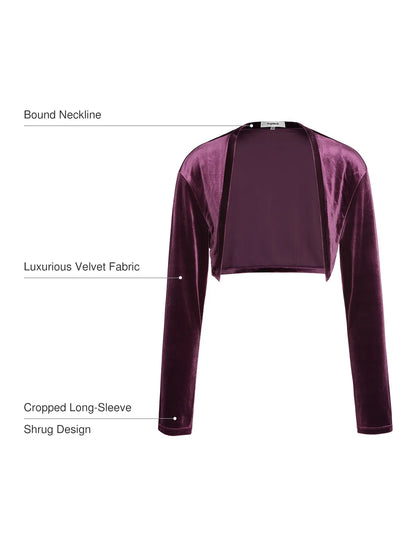 Velvet Long-Sleeve Shrug Bolero