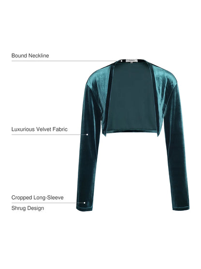 Velvet Long-Sleeve Shrug Bolero