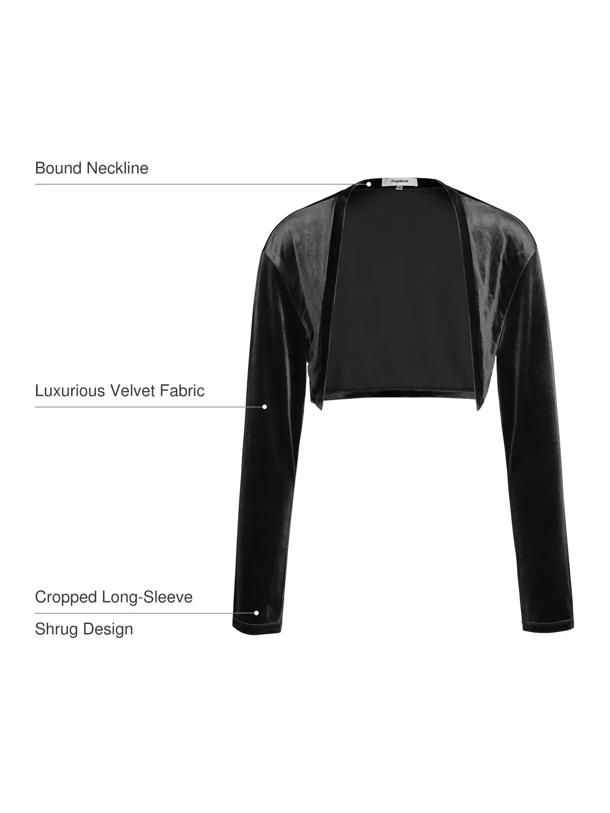 Velvet Long-Sleeve Shrug Bolero