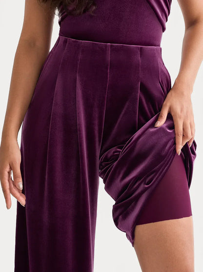 Velvet Wide-Leg Sculpting Trousers