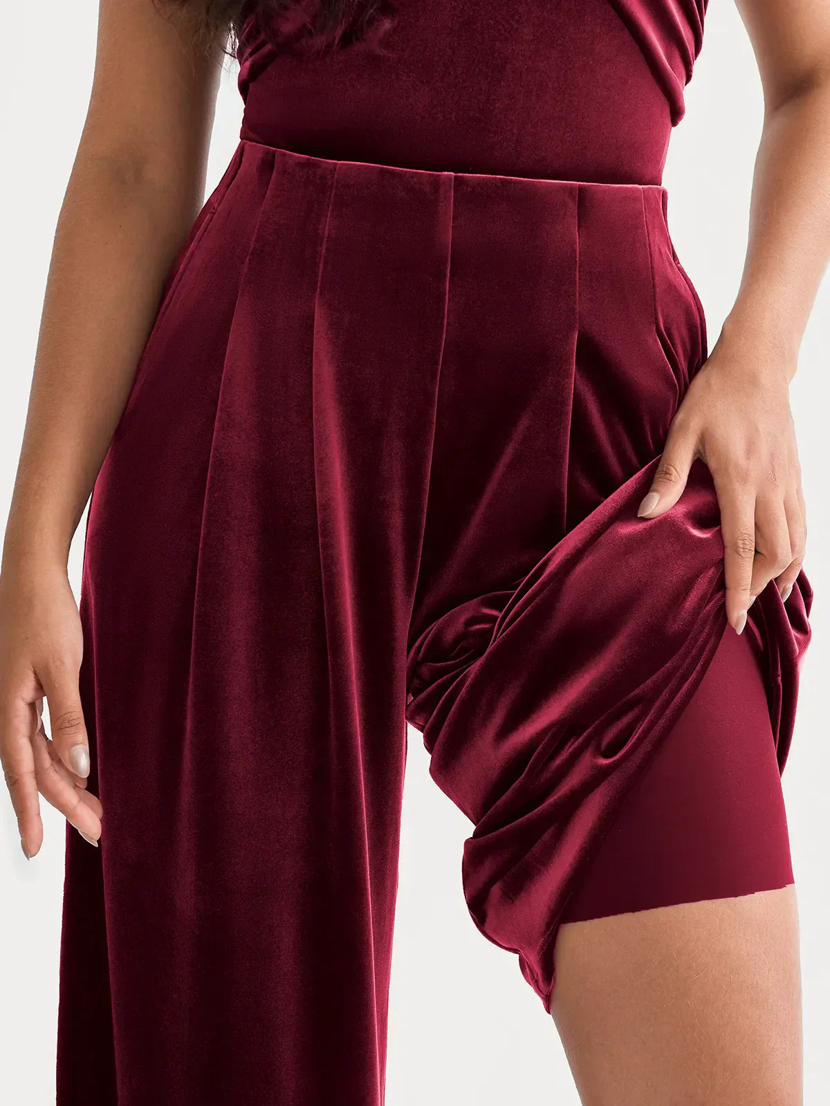Velvet Wide-Leg Sculpting Trousers