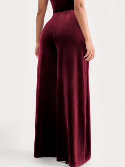 Velvet Wide-Leg Sculpting Trousers