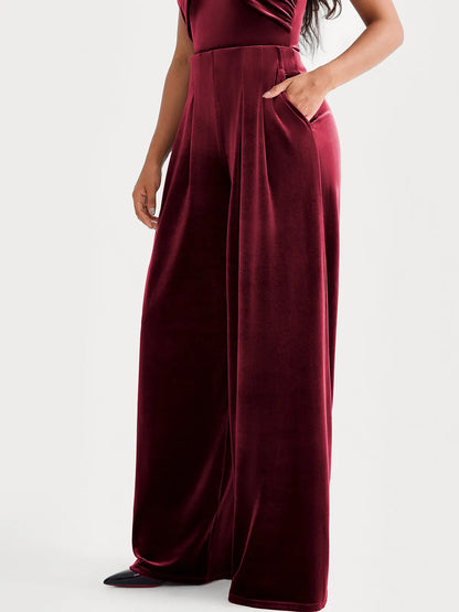 Velvet Wide-Leg Sculpting Trousers