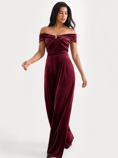 Velvet Wide-Leg Sculpting Trousers