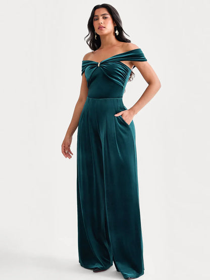 Velvet Wide-Leg Sculpting Trousers