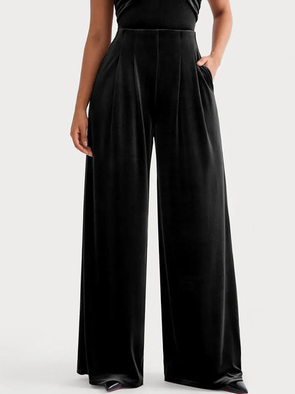Velvet Wide-Leg Sculpting Trousers