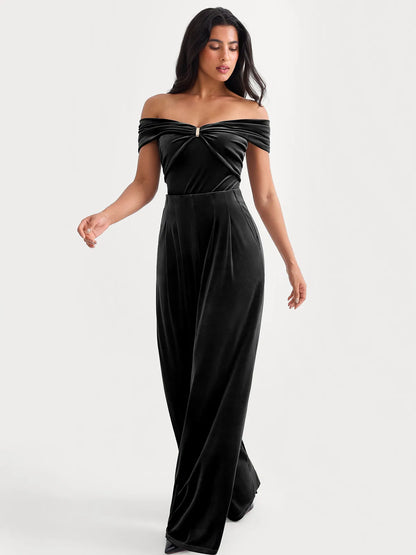 Velvet Wide-Leg Sculpting Trousers