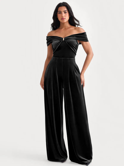 Velvet Wide-Leg Sculpting Trousers