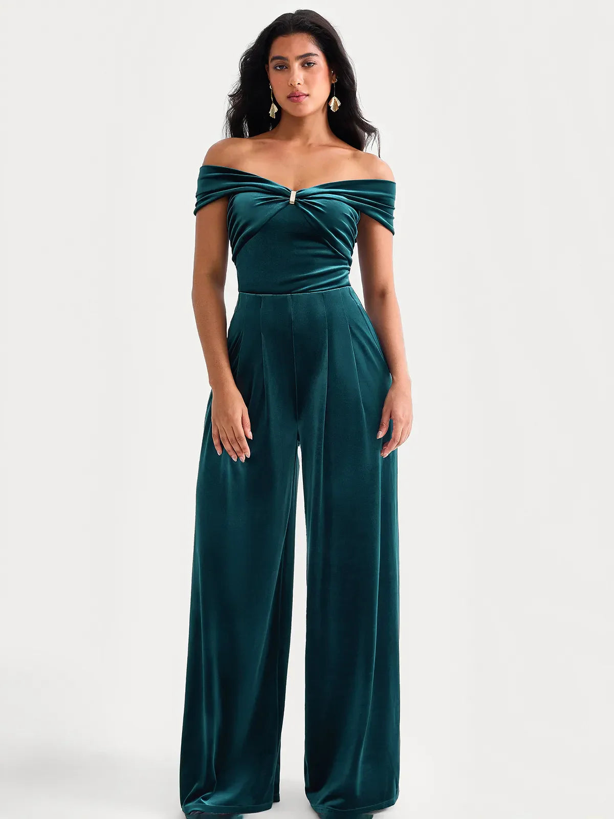 Velvet Wide-Leg Sculpting Trousers