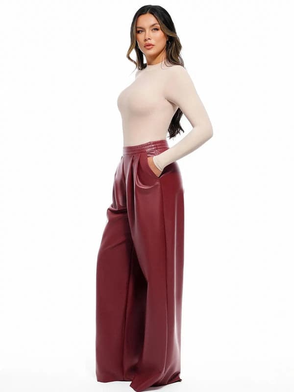 Velvet Wide-Leg Sculpting Trousers