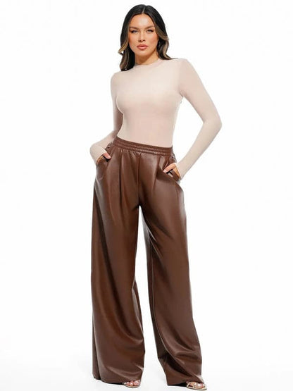 Velvet Wide-Leg Sculpting Trousers